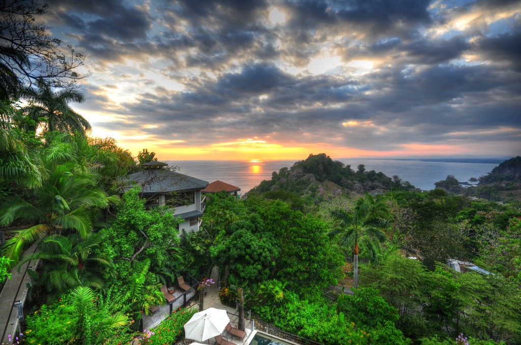HDR image of the sunset seen from Buena Vista Villas & Casas near Quepos, Puntarenas, Costa Rica. | © kansasphoto